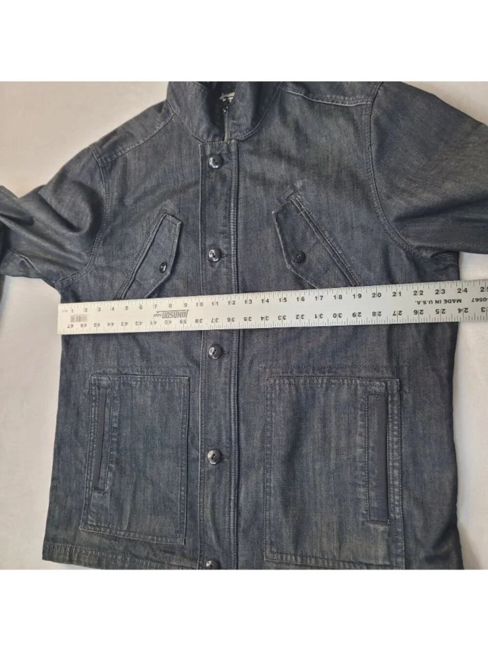 Converse One Star Men's Hooded Full Zip Button Black Denim Jacket Size L - Picture 8 of 14